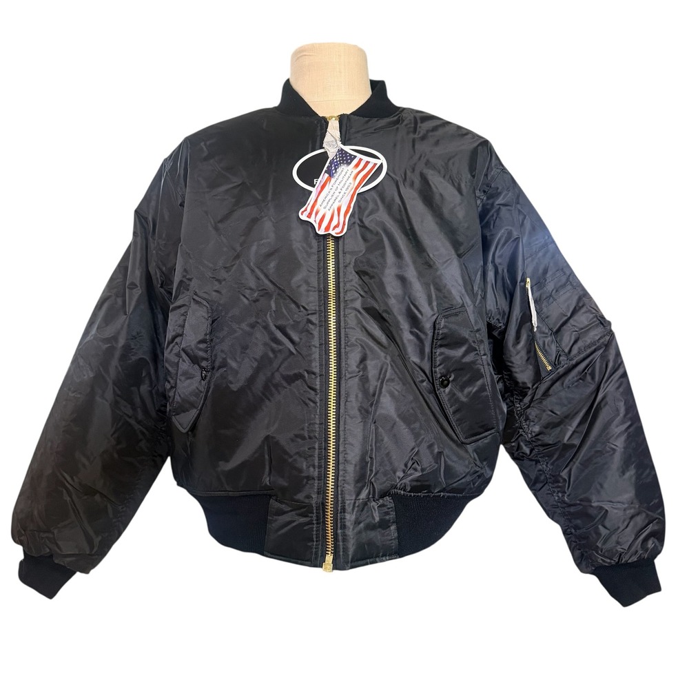 Rothco MA-1 Flight Jacket XL Black Bomber Deathbat Skull Reversable‎ Streetwear